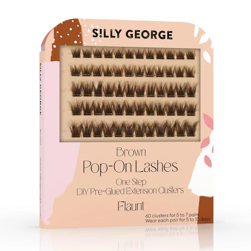 Vista 21 de Silly George Pestañas Pop-On – racimos de pestañas postizas prepegadas de 1 paso para bricolaje, extensiones de aspecto natural, Negro - Bloom