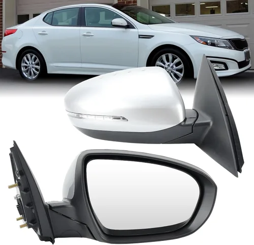 Vista 13 de Espejo lateral del conductor compatible con espejos Kia Optima 2011 2012 2013 con luz intermitente, vidrio eléctrico, plegado manual, repuesto Negro