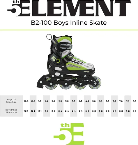 Vista 5 de 5th Element Patines en línea ajustables para niños y niñas con soporte para el tobillo, incluye bolsa de patinaje