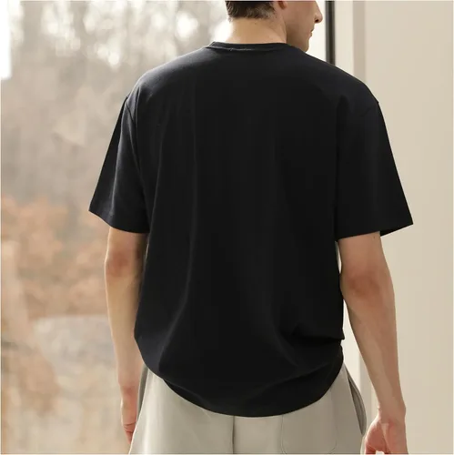 Vista 3 de EDUARDO Camiseta básica de manga corta para hombre Semi Over Relaxed Fit Tee (mezcla modal de algodón)