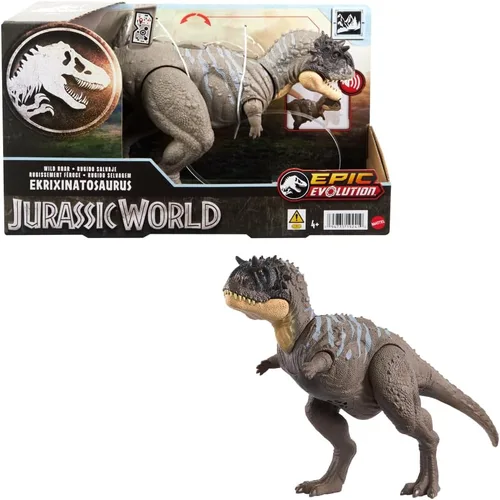 Vista 10 de Jurassic World Mattel - Figura de dinosaurio salvaje ruge y golpea modelos surtidos (HLP14)