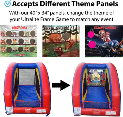 Vista 2 de Juegos de marco de aire sellado Ultralite Lanzamiento de bolas y bolsas Incluye marco, panel, soplador integrado, bolas y bolsa para patios