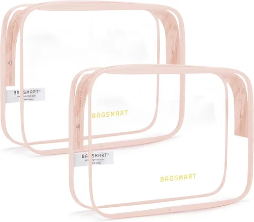 Vista 9 de BAGSMART Neceser transparente con asa, paquete de 2 unidades, aprobado por Negro Absoluto