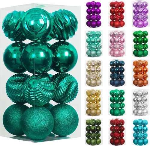 Vista 85 de XmasExp Juego de 24 mini esferas de Navidad inastillables para bolas de árbol de Navidad, 1.18 pulgadas (negro)