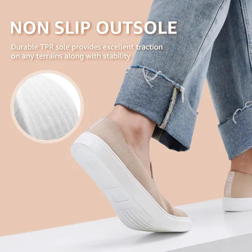 Vista 5 de STQ Zapatos sin cordones para mujer, transpirables, de moda, cómodos, de punto, casuales