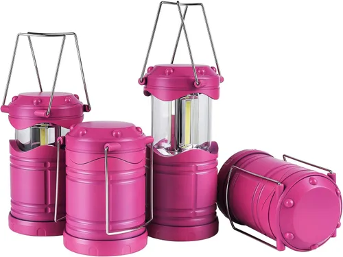 Vista 17 de Lichamp Linterna LED para campamento, paquete de 4 linternas alimentadas por batería para cortes de energía, luz colgante plegable portátil esencial