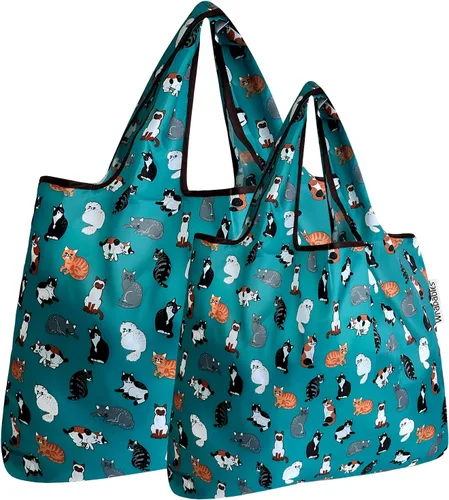 Vista 7 de allydrew Bolsas de comestibles reutilizables de nailon plegables grandes y pequeñas, juego de 2