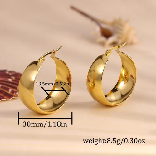 Vista 7 de Aretes de aro anchos de oro para mujer, aretes de aro gruesos y grandes de gold1