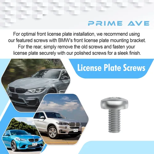 Vista 3 de Tornillos de matrícula de acero inoxidable de 10mm de longitud extendida compatibles/reemplazo para todos los modelos de BMW, sujetadores de pernos