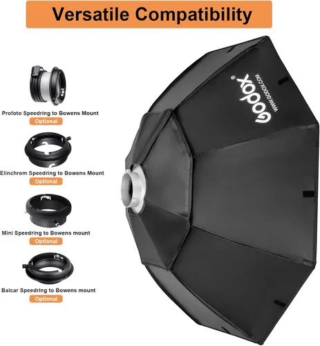 Vista 7 de Godox Octagon Softbox 37" 37.4 in Bowens Mount para Monolight Photo Studio Strobe Iluminación