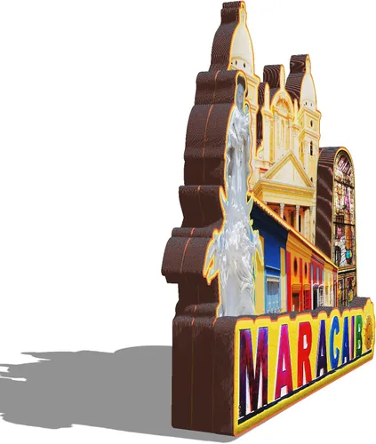 Vista 2 de Maracaibo Venezuela - Imán de madera 3D para nevera, recuerdos coleccionables, decoración hecha a mano, artesanías, 2
