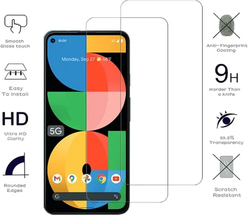 Vista 2 de Protector de pantalla transparente para Google Pixel 5a 5G HD de vidrio templado, 2 unidades, dureza 9H, antiarañazos, protector de pantalla