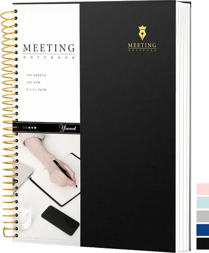 Vista 12 de Cuaderno de Reuniones para Trabajo con Elementos de Acción 5.5×8.5 Tapa Dura Espiral Planificador de Reuniones para Oficina Negocios Notas