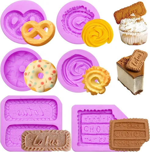 Vista 11 de Moldes de silicona para galletas de chocolate, 6 paquetes de donas de caramelo, mini waffle, moldes para decoración de pasteles, adornos