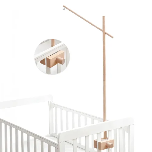 Vista 8 de Brazo móvil para cuna de bebé, brazo móvil de madera de 33.5 pulgadas, soporte móvil ajustable para cuna, colgador móvil, accesorio para cuna