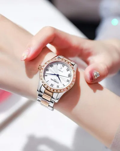 Vista 34 de Reloj mecánico automático para mujer Carnival con banda de acero inoxidable