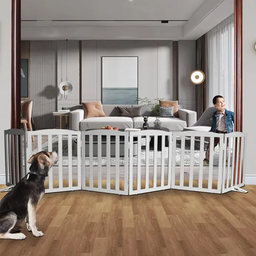 Vista 35 de Puerta Independiente para Perros para Interiores, Puerta para Perros Plegable, Puertas para Mascotas para Entradas, Escaleras o Pasillos, Puerta