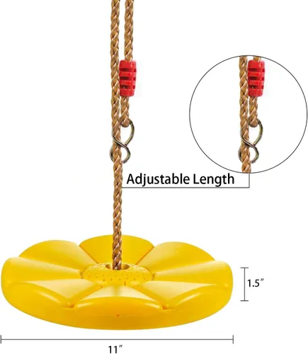 Vista 2 de Sutekus Daisy Disc Tree - Asiento de columpio con cuerda de plástico para patio trasero al aire libre (azul)