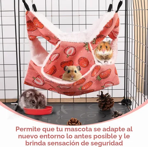 Vista 3 de Hamaca de rata de hurón de 3 niveles, accesorios para jaula de Rojo frambuesa