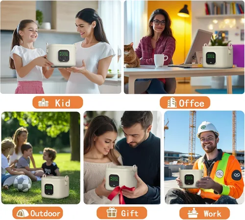Vista 8 de Lonchera eléctrica para adultos mujeres, fiambrera eléctrica sin cable para hombres, calentador de alimentos portátil recargable con contenedor