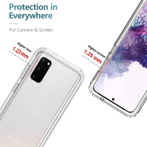 Vista 2 de Funda para Samsung Galaxy S20 5G, transparente, protección de cuerpo completo, protector de pantalla de vidrio templado, parachoques híbrido a