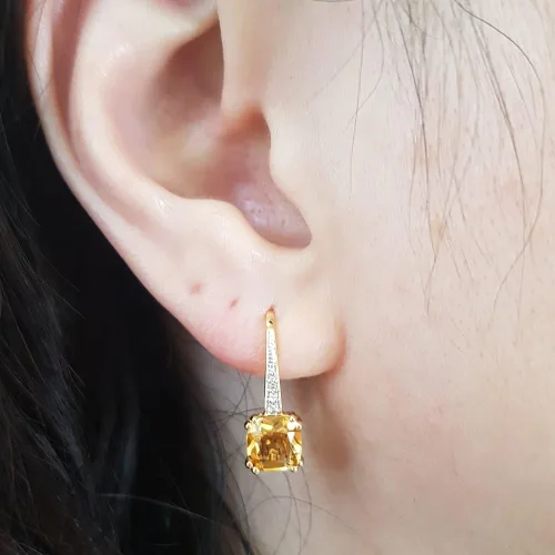 Vista 2 de Dazzlingrock Collection - Pendientes colgantes para mujer, oro amarillo de 14 quilates