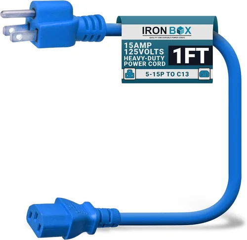 Vista 20 de IronBox Electric - Cable de Alimentación de Servicio Pesado 5-15P a C13 - Cable PC SJT 14/3 de 3 Clavijas 15A 125V - Cable para Computadora