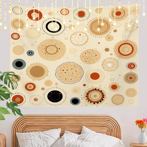 Vista 7 de Shrahala Circles Tapestry, Abstract Art With Various Circles Wall Hanging Hd Print Polyester Backdrop For Dorm Room Bedroom 30 X 40 In