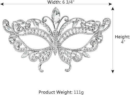 Vista 2 de Miallo Máscara de ojos de fiesta de Halloween con diamantes de imitación para novia