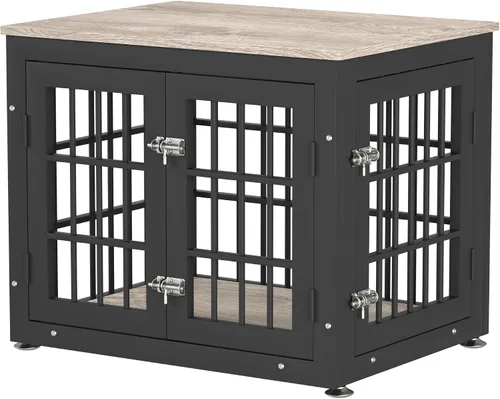 Vista 36 de rehomerance Mueble de jaula de perro resistente de 26 pulgadas para perros pequeños, mesa auxiliar decorativa para casa de mascotas, muebles de Negro