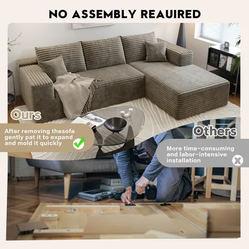 Vista 7 de Sofá seccional Cloud de 107.5" con chaise en forma de L, sofá modular moderno con asiento profundo, sofás tapizados para sala de estar, dormitorio