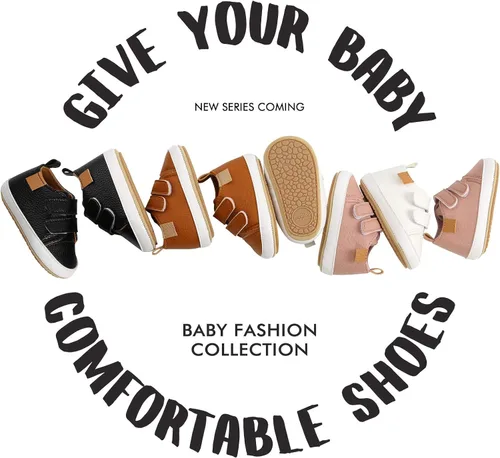 Vista 2 de SOFMUO Zapatos deportivos de piel sintética para bebés, niños y niñas, con suela de goma suave, mocasines Oxford para recién nacidos