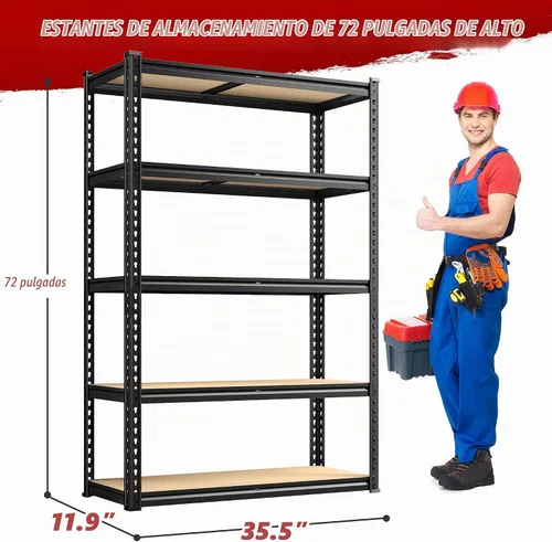 Vista 3 de REIBII - Estantería de garaje ajustable para sótano, 2400 libras