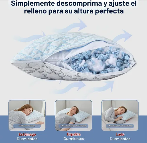 Vista 5 de Almohadas refrescantes de espuma viscoelástica triturada: juego de 2
