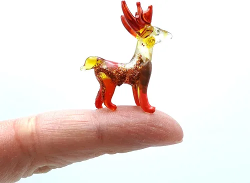 Vista 11 de Ciervo micro pequeñas figuras de vidrio soplado a mano, animales de arte coleccionable, regalo para decoración del hogar (azul rosa)