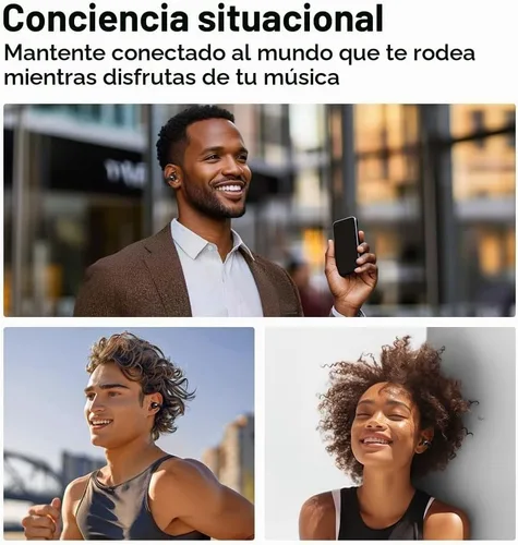 Vista 5 de QCY Crossky C30 Auriculares de oído abierto inalámbricos Bluetooth, auriculares de clip con 4 micrófonos ENC de cancelación de ruido, ajuste Negro