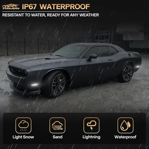 Vista 7 de Luces LED blancas de marcador lateral para Dodge Challenger 2008 2009 2010 2011 2012 2013 2014 luces reflectoras de señal de parachoques delantero