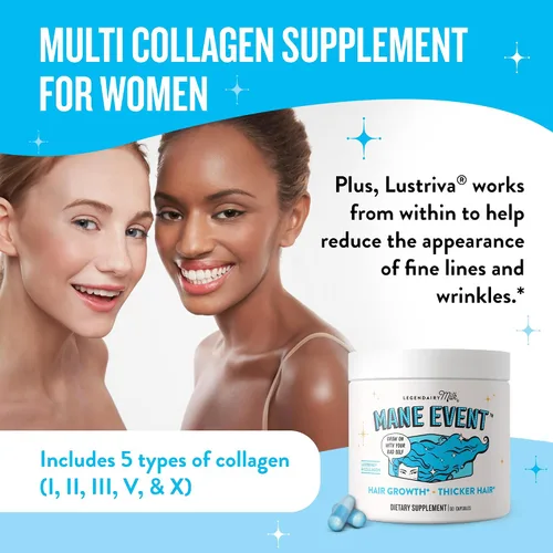 Vista 8 de Legendairy Milk Vitaminas para el crecimiento del cabello para mujeres - Biotina para el crecimiento del cabello con colágeno y Lustriva, productos