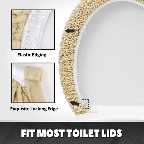 Vista 3 de TREETONE Shaggy - Funda de felpilla para tapa de inodoro de baño, fundas de asiento de felpa ultra suave, esponjosa y absorbente, 19 x 21 pulgadas