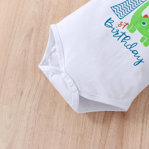 Vista 10 de Ropa divertida para el primer cumpleaños para bebé, ropa para bebé, con corbatín, mameluco, pantalones, conjunto de tirantes, trajes de pastel