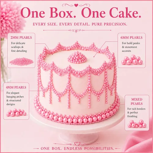 Vista 6 de Confect Chispas para pasteles y magdalenas – Paquete surtido de 5 Chispas de perlas de ensueño para baby shower – Cubierturas comestibles para Rosa