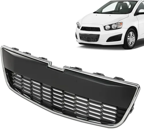 Vista 10 de CHEDA Parachoques delantero superior parrilla cromo y negro compatible con Chevy Sonic 2012 2013 2014 2015 2016