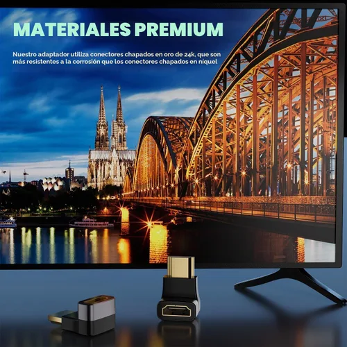 Vista 5 de PANPEO Adaptador HDMI de Ángulo Recto 8K@60Hz, Adaptador HDMI de 90 Grados y 270 Grados (Paquete de 2) 8K@60Hz 4K@120Hz HDMI adapter, 90° + 270°