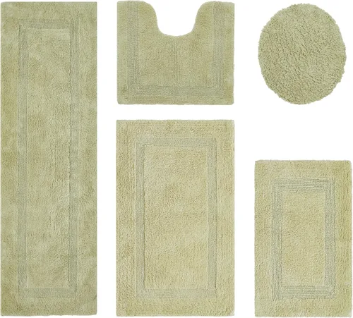 Vista 357 de Better Trends - Juego de 2 alfombras de baño 100% algodón, extra suaves, con borlas, de 17" x 24", alfombra de baño superabsorbente y reversible