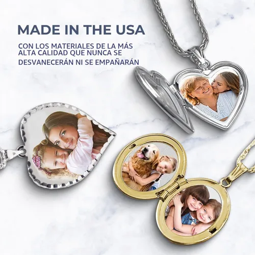 Vista 5 de PicturesOnGold Collar con medallón ovalado de plata de ley y oro amarillo para mujer con cadena de 18 pulgadas