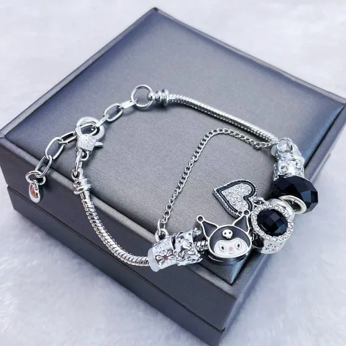 Vista 5 de Pulsera con dijes Kawaii, pulsera ajustable de Hello Kitty, regalos de joyería de moda para mujeres y niñas