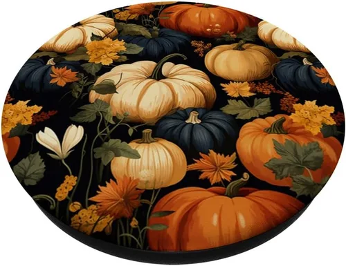 Vista 2 de Calabazas con patrón de otoño PopSockets estándar PopGrip