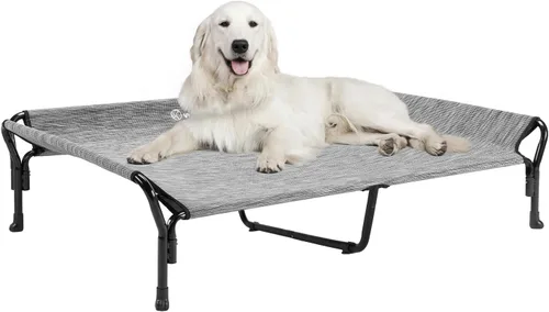 Vista 16 de Veehoo Cama elevada refrescante para perros, cuna elevada XL para mascotas con barandilla y reposacabezas inclinado, malla Teslin transpirable Negro