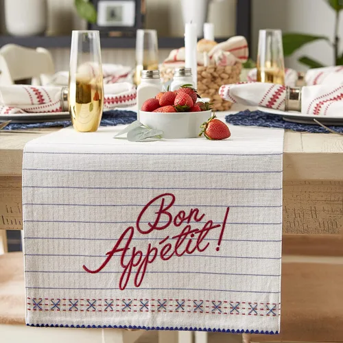 Vista 4 de DII What's Cookin' Collection - Camino de mesa reversible, 14 x 72 pulgadas, Bon Appetit