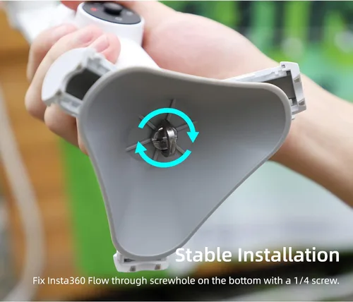 Vista 6 de Trípode estabilizador de cardán, base de montaje reforzada compatible con Insta360 Flow, estabilización de 3 ejes, soporte de base de soporte estable